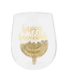 Hanukkah Wine Glass