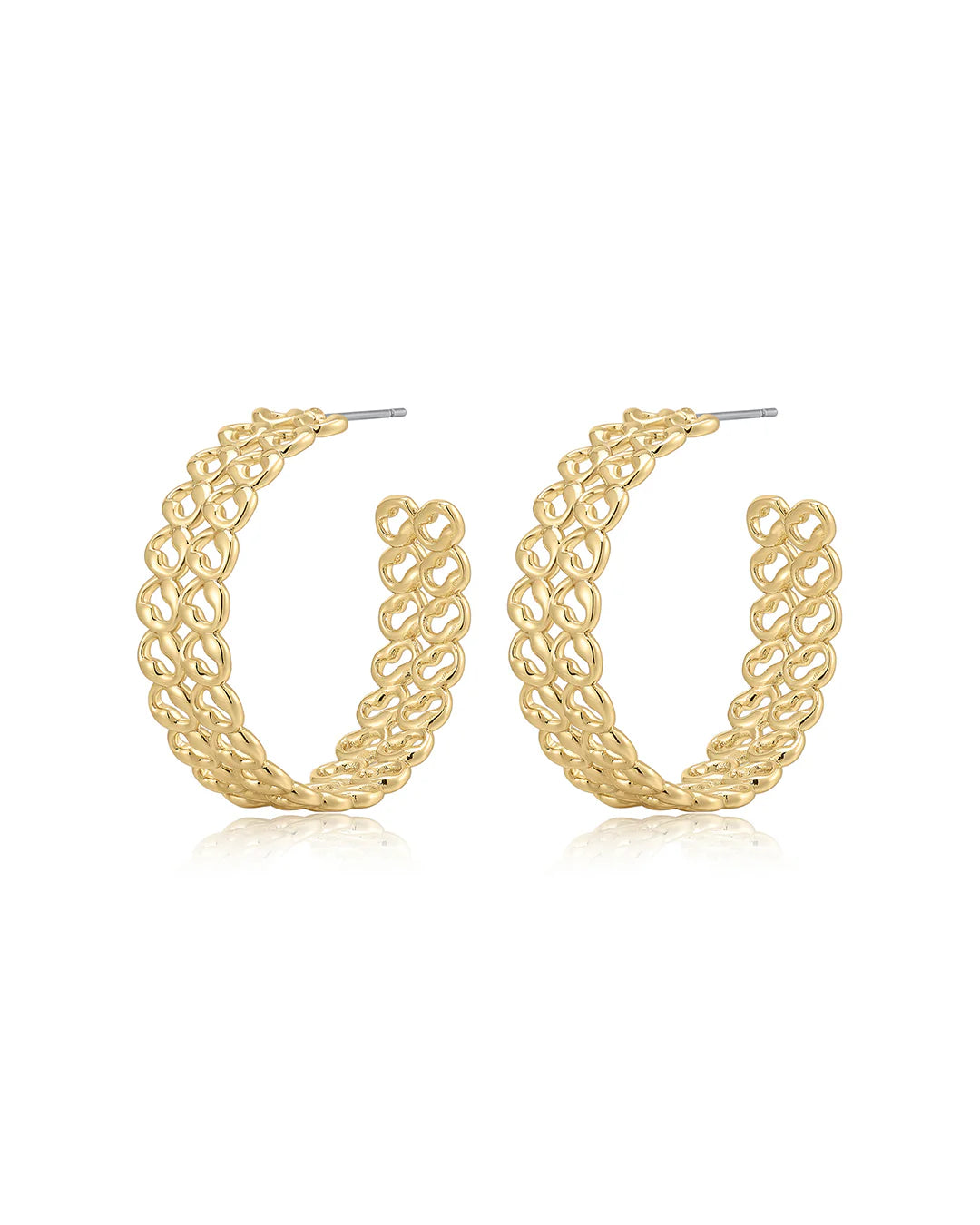 Metal Lace Hoops in Gold