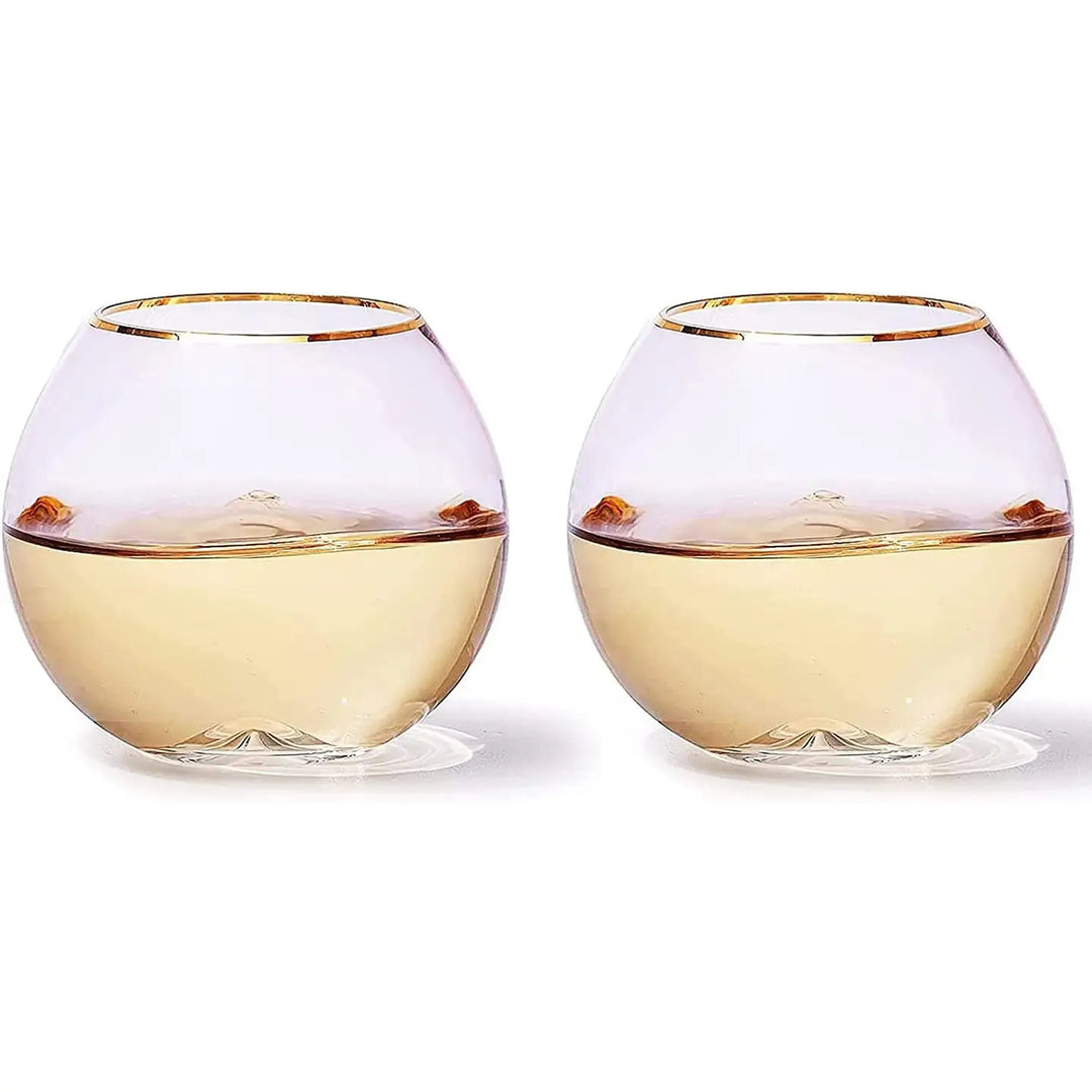 Stemless Pink & Gold Wine Glasses