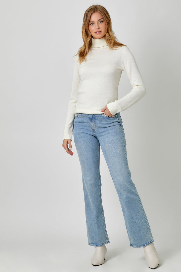 Fitted Turtleneck Sweater in Ivory