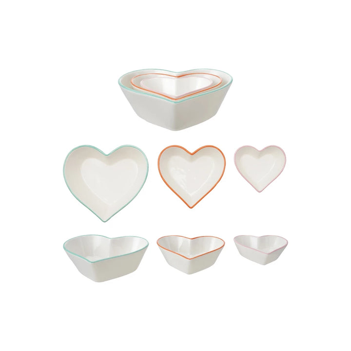 Set Of 3 Heart Shaped Bowls