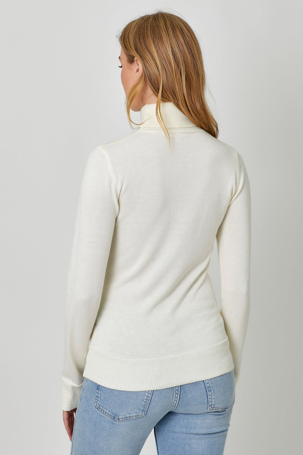 Fitted Turtleneck Sweater in Ivory