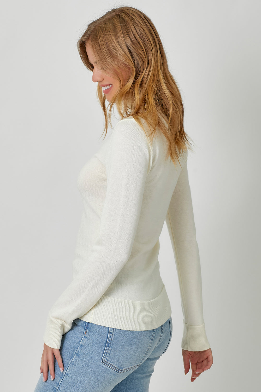 Fitted Turtleneck Sweater in Ivory