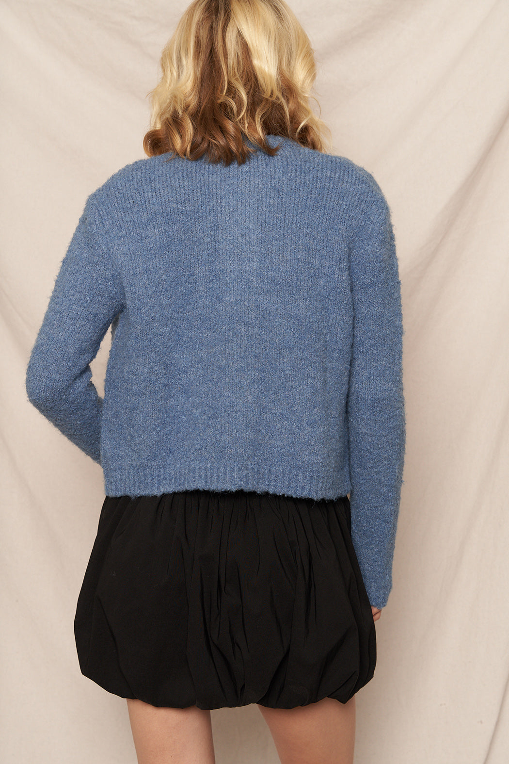 Blue Round Neck Sweater Cardigan