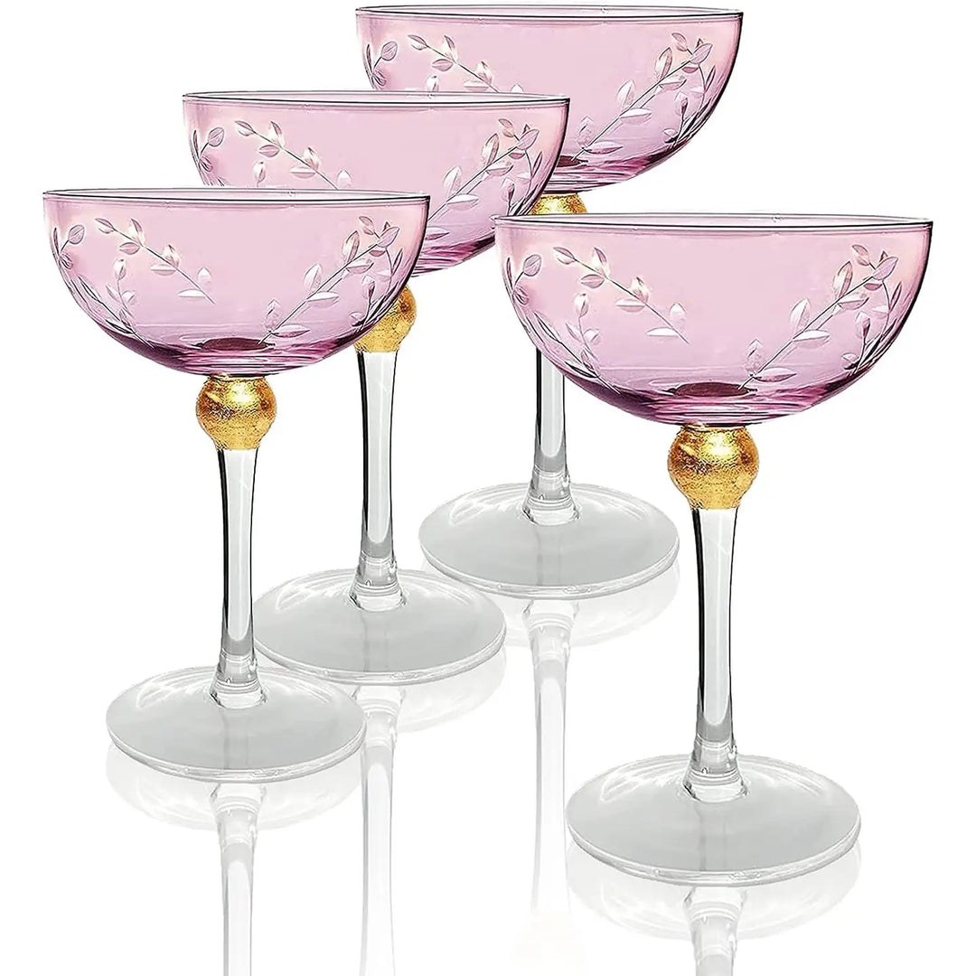 Pink Art Deco Coupe Glass