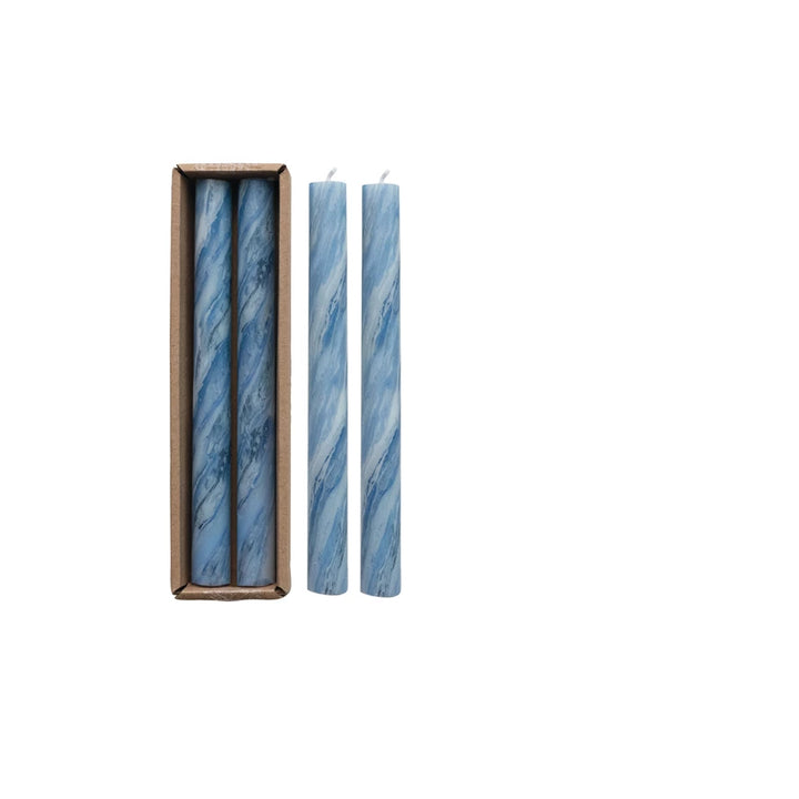 Marbled Tapers Set of 2 - Blue