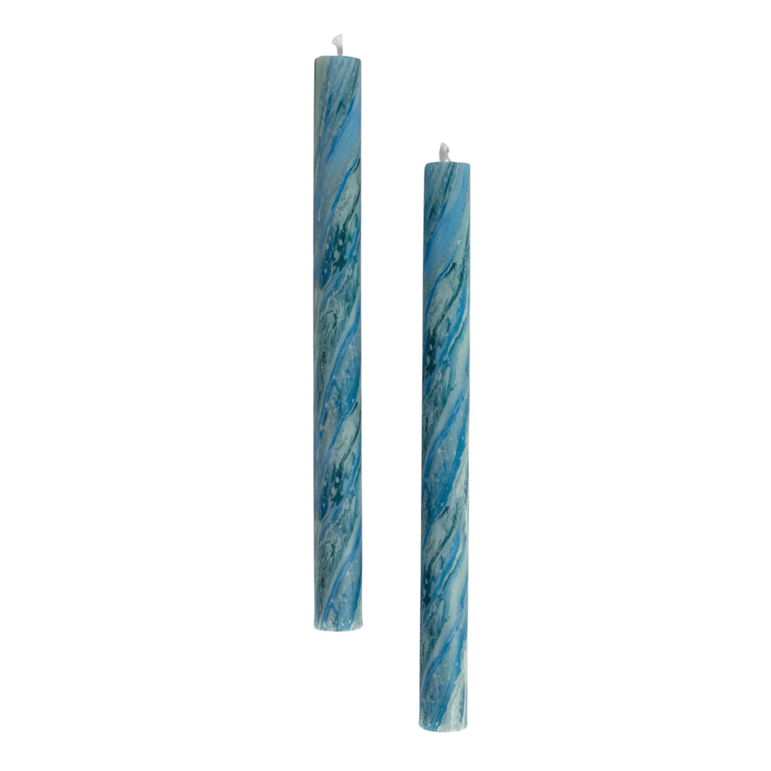 Marbled Tapers Set of 2 - Blue