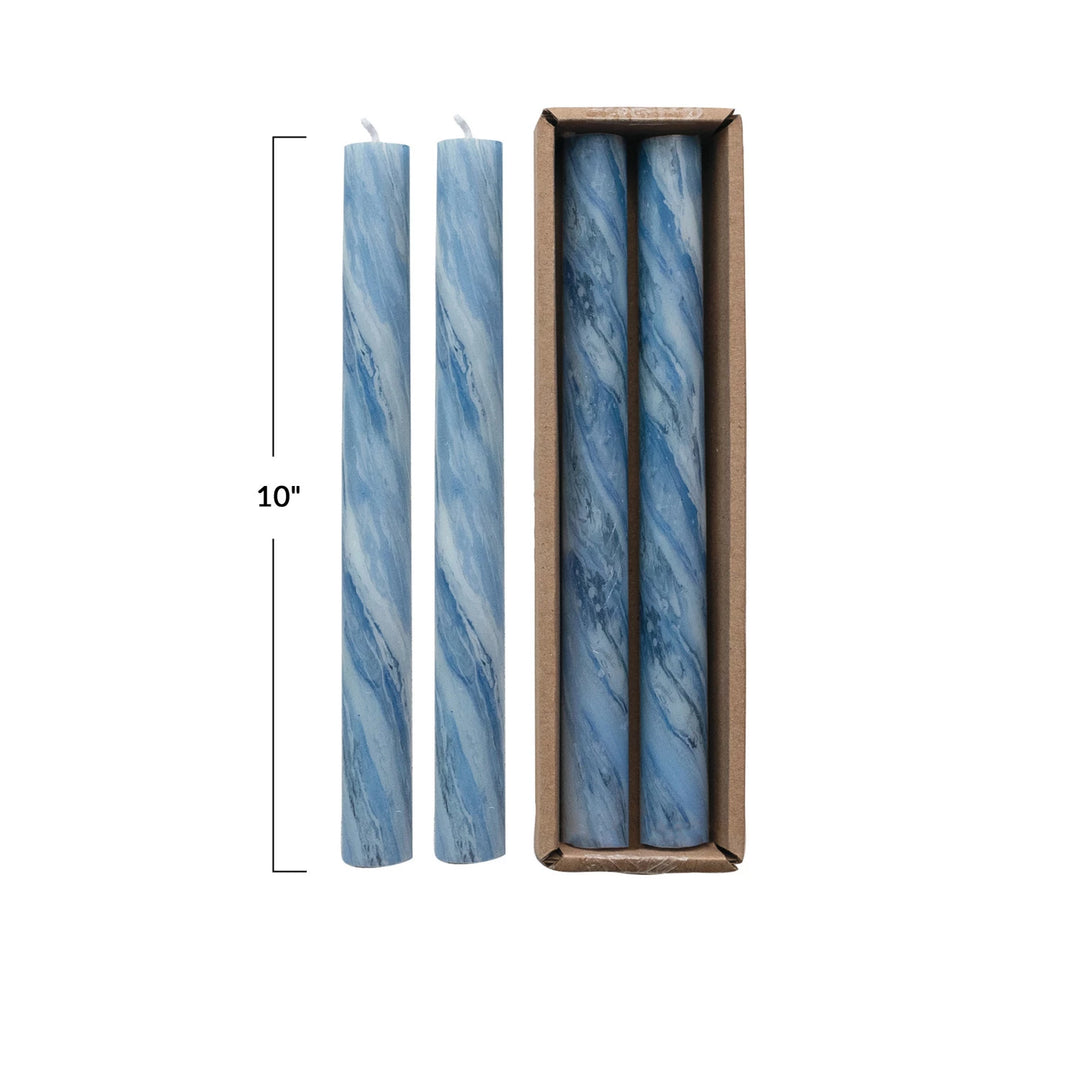 Marbled Tapers Set of 2 - Blue