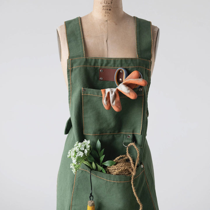 Green Cross Back Apron