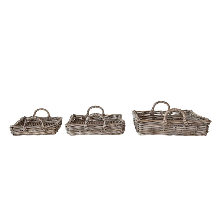 Woven Rattan Tray with Handle