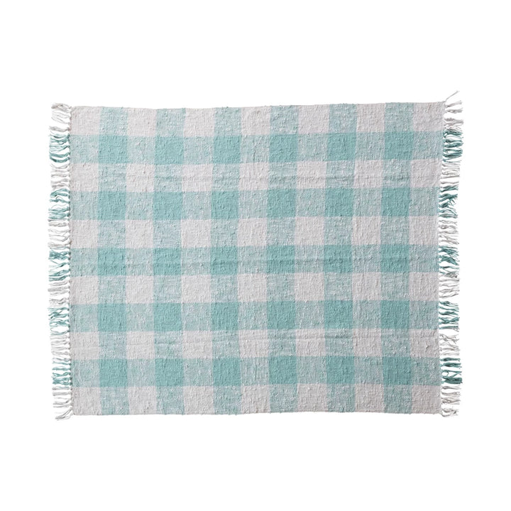 Mint Plaid Throw 60x50