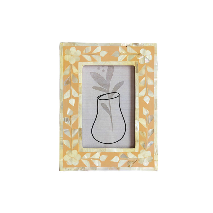 Tan Mother of Pearl Floral Frame