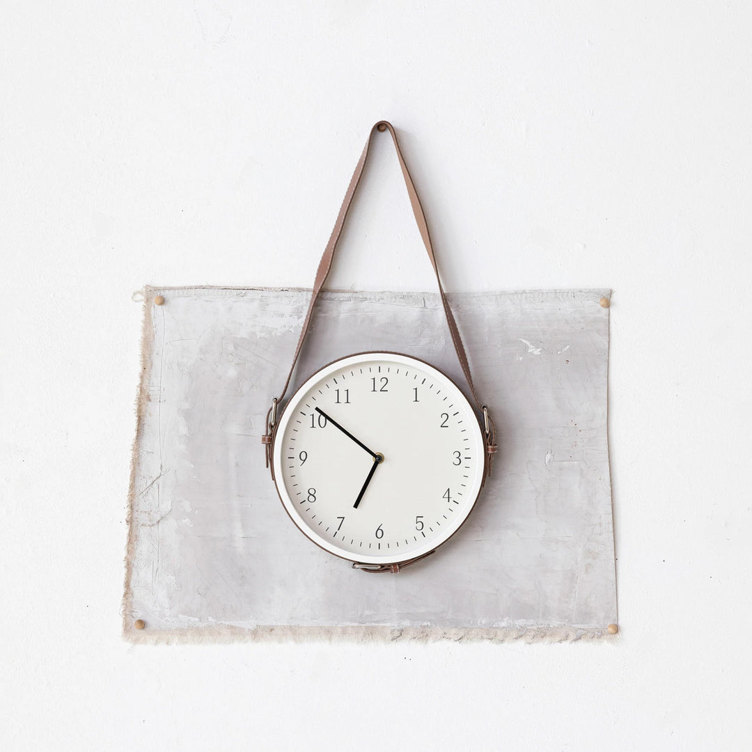 Leather Strap Wall Clock