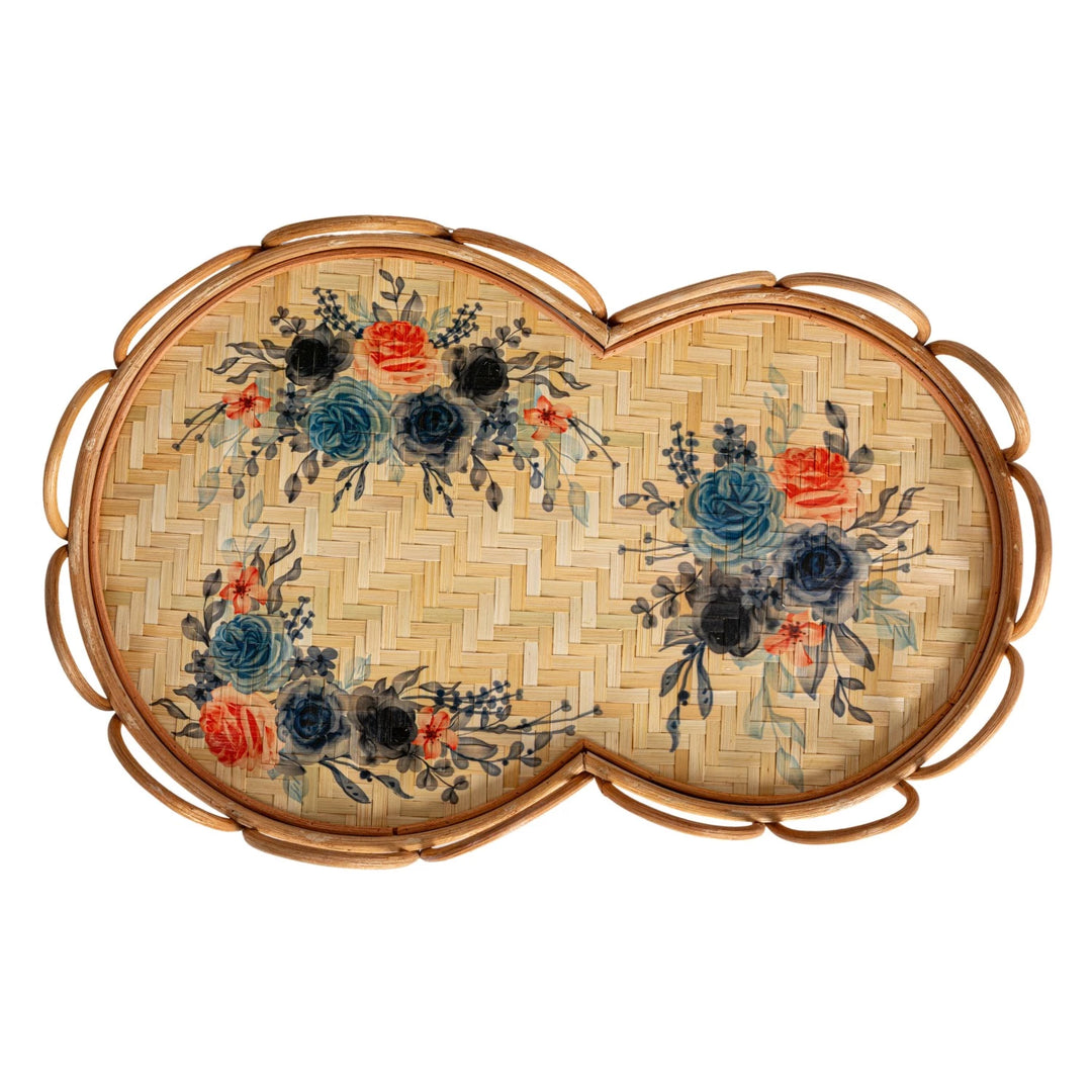 Bamboo Tray with Florals