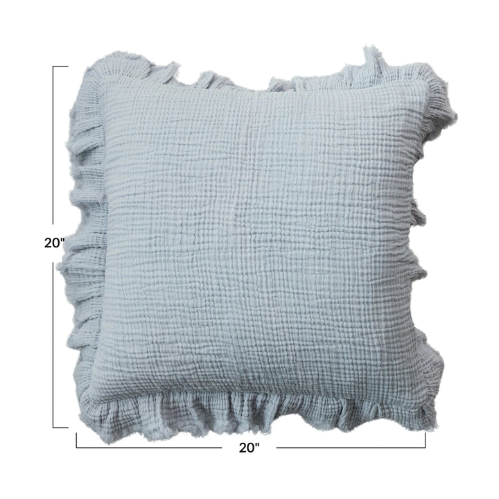 20" Ruffled Blue Pillow