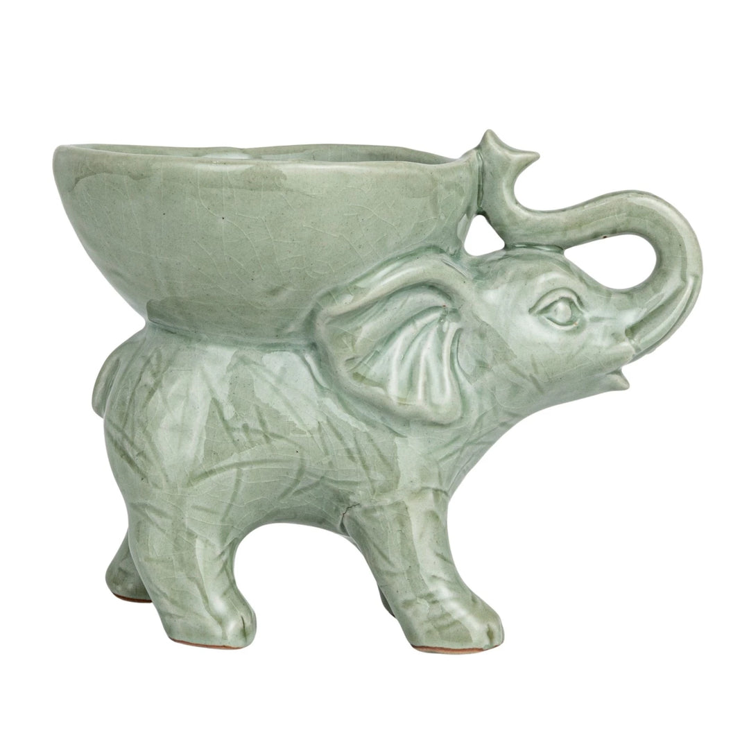 Stone Elephant with Bowl