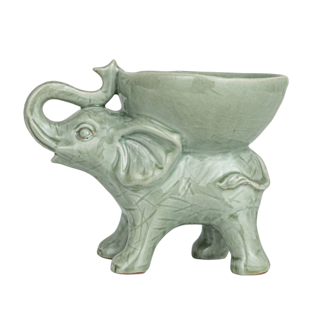 Stone Elephant with Bowl