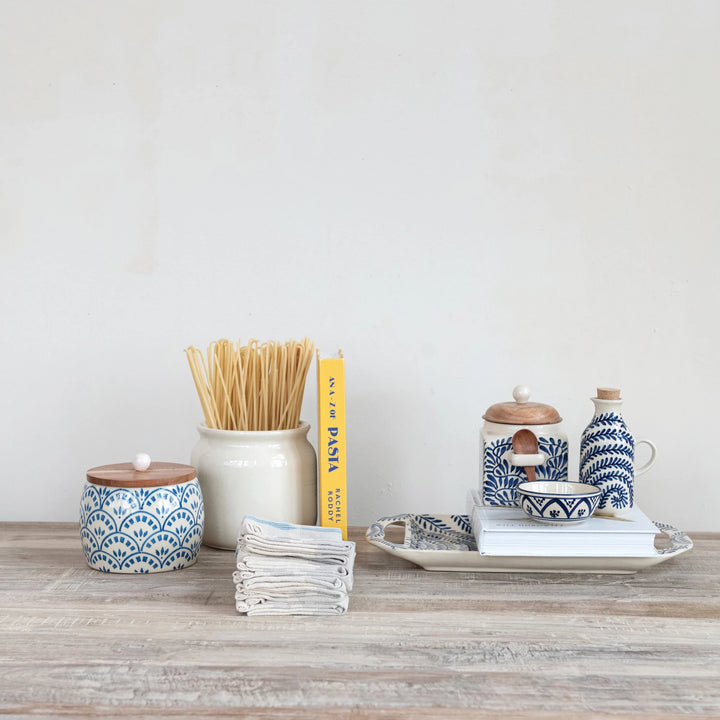 Blue & White Cannister with Lid