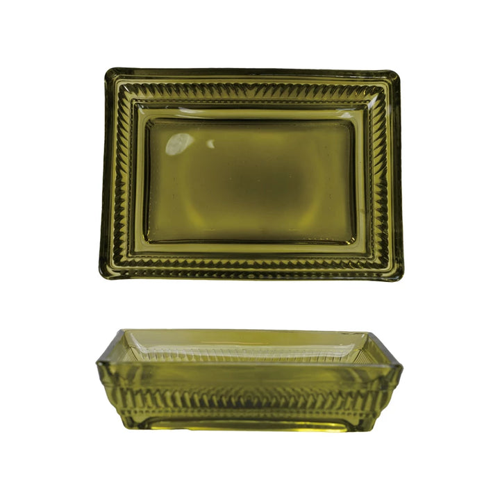 Olive Glass Soap Dish