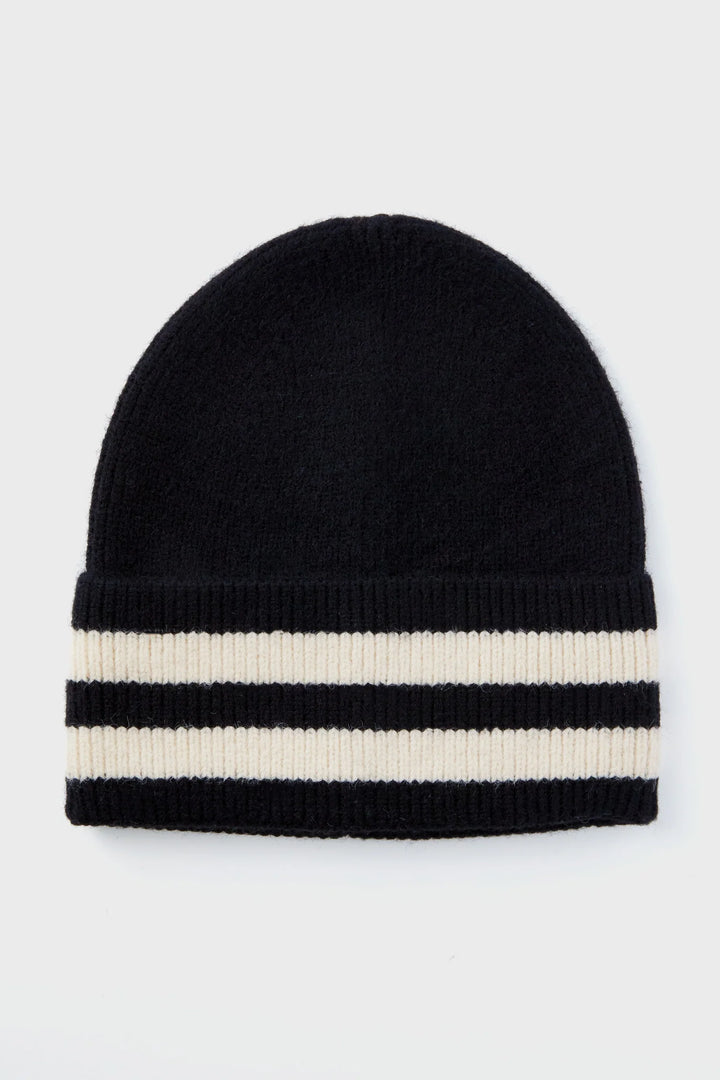 Noah Solid Stripe Beanie in Black