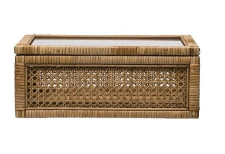 Rattan Box with Glass Lid