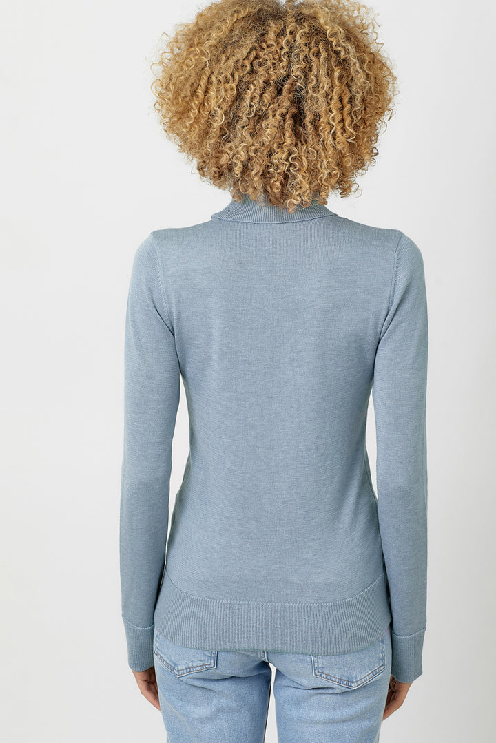 Fitted Turtleneck Sweater in Blue