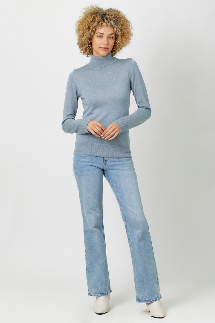 Fitted Turtleneck Sweater in Blue