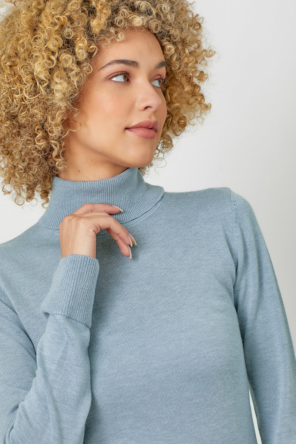 Fitted Turtleneck Sweater in Blue