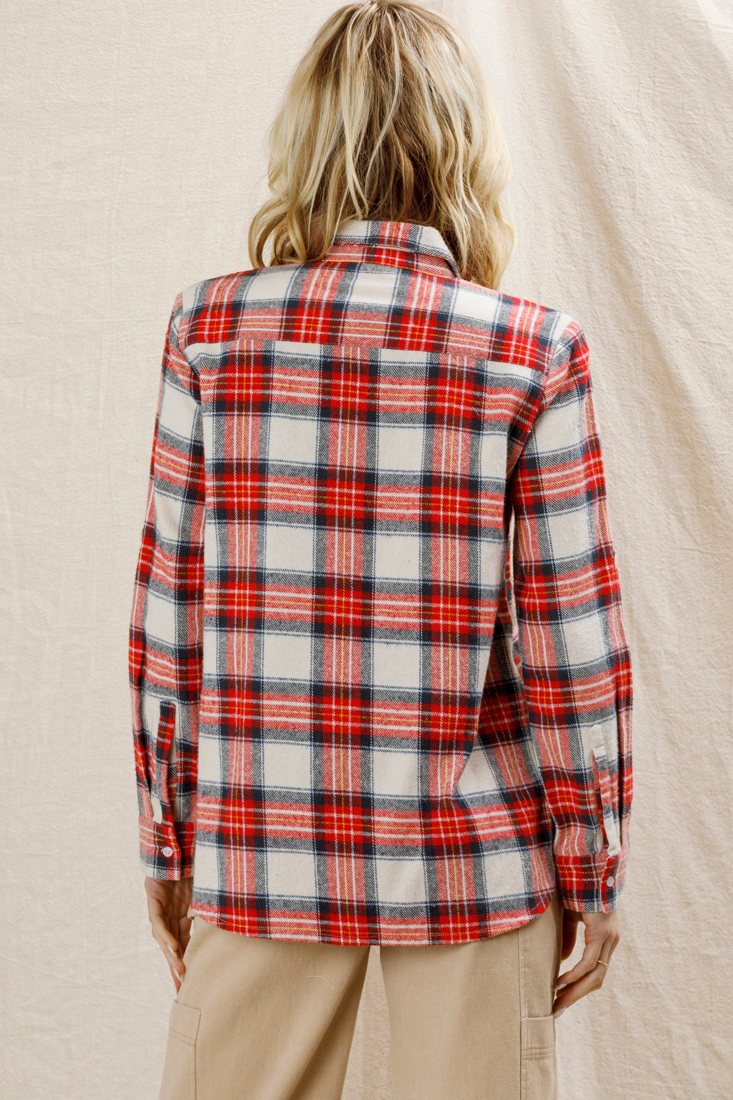 Red Long Sleeve Plaid Button Down