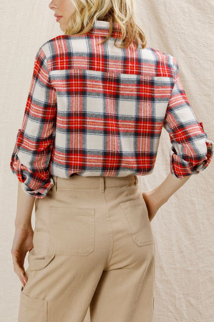 Red Long Sleeve Plaid Button Down