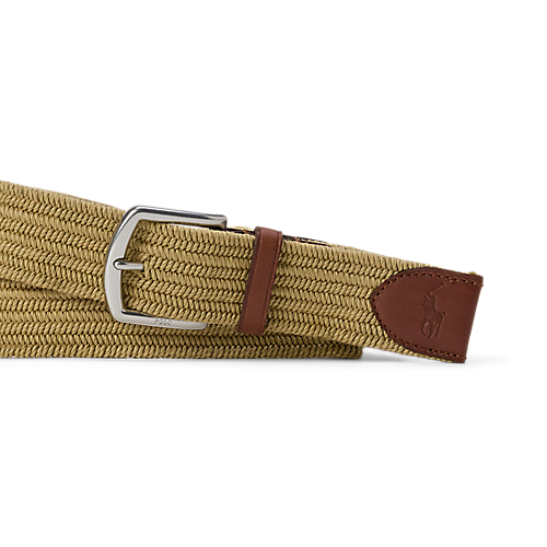 Braided Fabric Stretch Belt in Brown