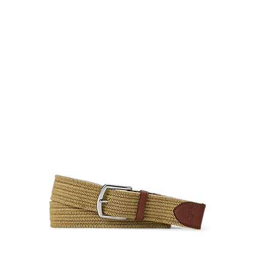 Braided Fabric Stretch Belt in Brown