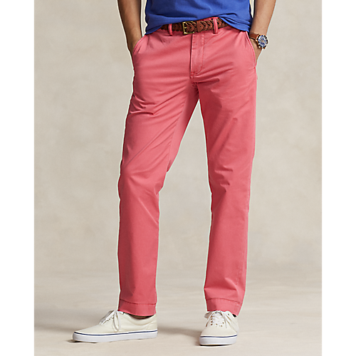 Bedford Straight Fit Stretch Twill Flat Front Pant in Nantucket Red