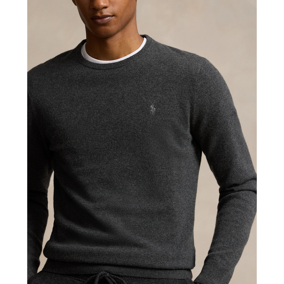 Lux Merino Crewneck Sweater in Dark Charcoal Heather