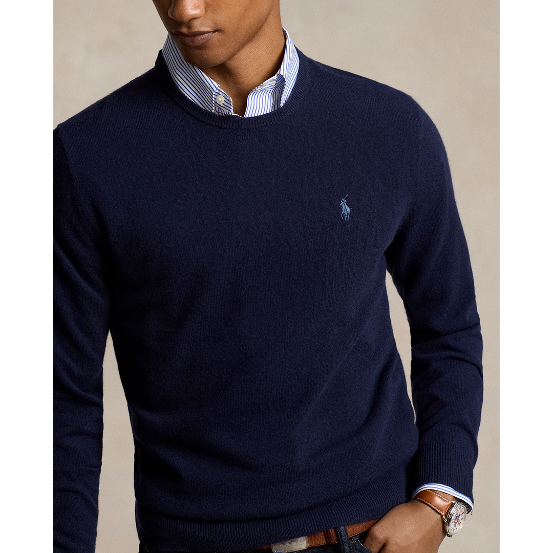 Lux Merino Crewneck Sweater in Hunter Navy