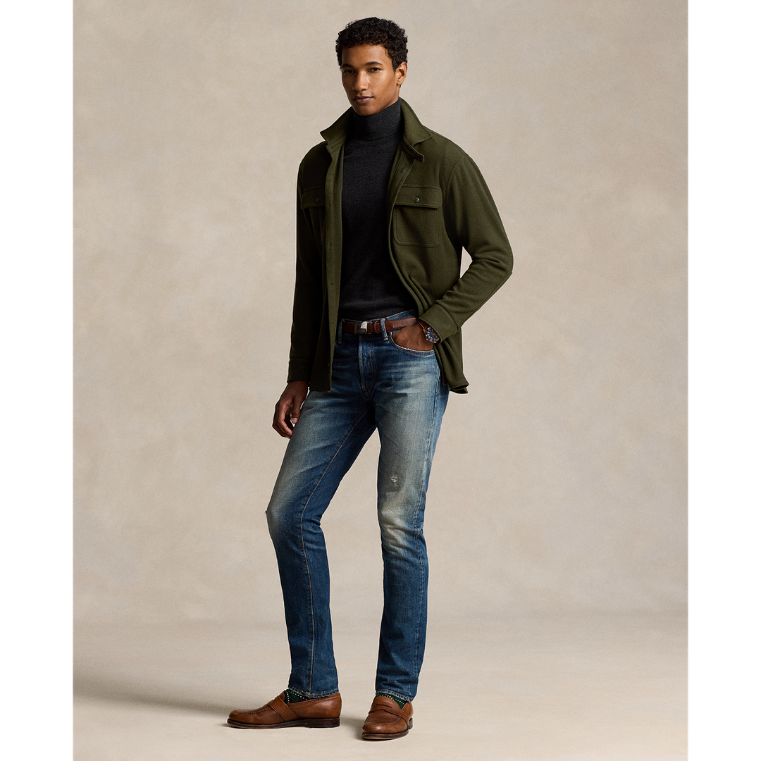 Long Sleeve Flannel Sportshirt in Company Olive