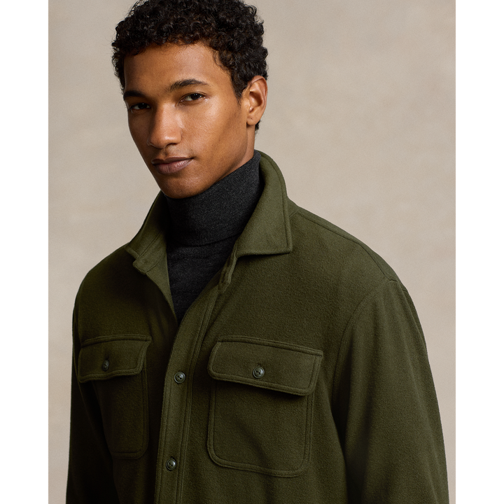 Long Sleeve Flannel Sportshirt in Company Olive