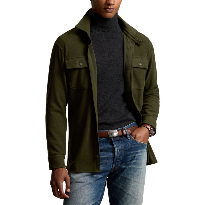 Long Sleeve Flannel Sportshirt in Company Olive