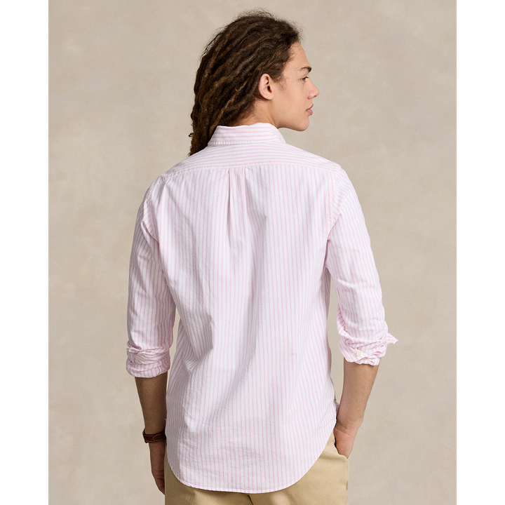 Long Sleeve Classic Oxford Shirt with Pocket in White New Rose