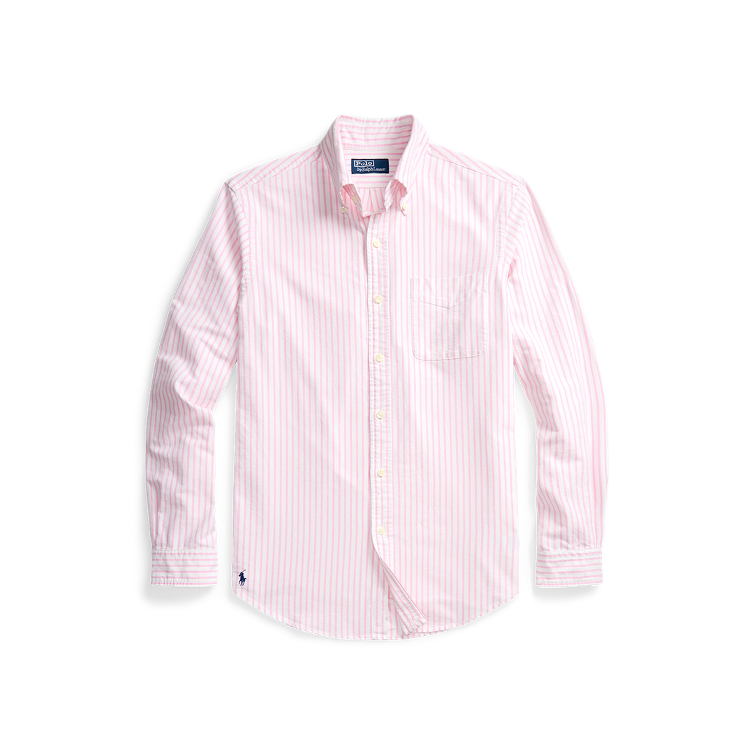 Long Sleeve Classic Oxford Shirt with Pocket in White New Rose