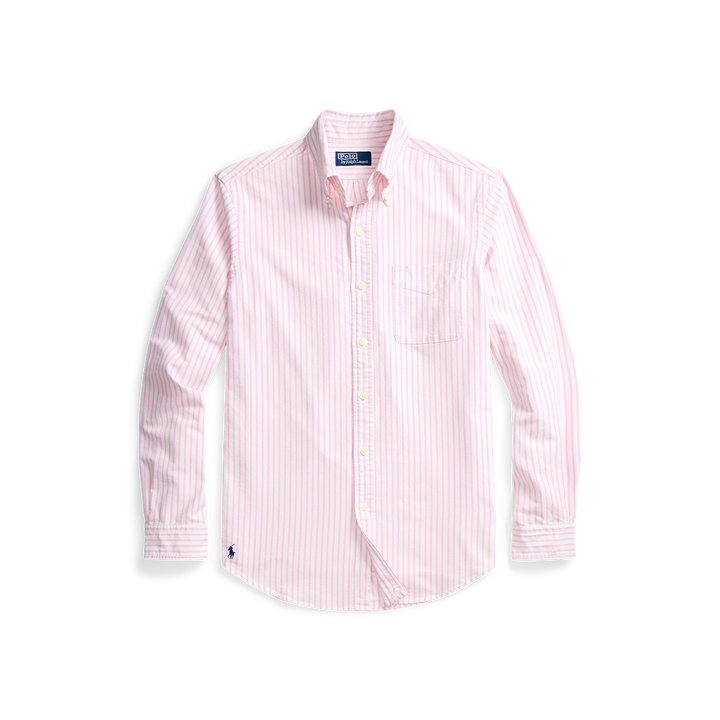 Long Sleeve Classic Oxford Shirt with Pocket in White New Rose