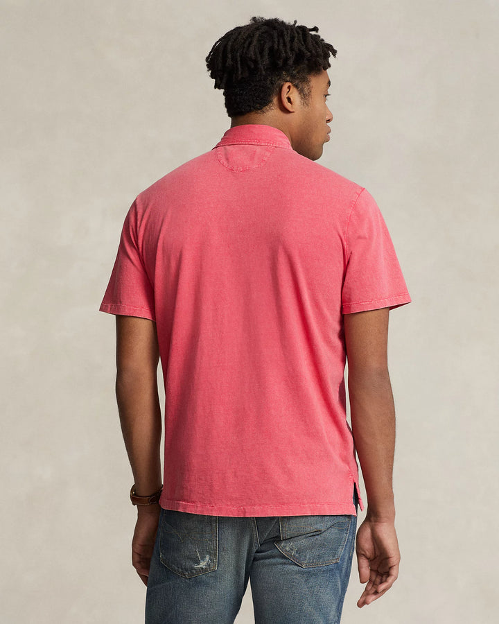 Short Sleeve Cotton Linen Polo with Pocket in Pale Red - Madison's Niche 