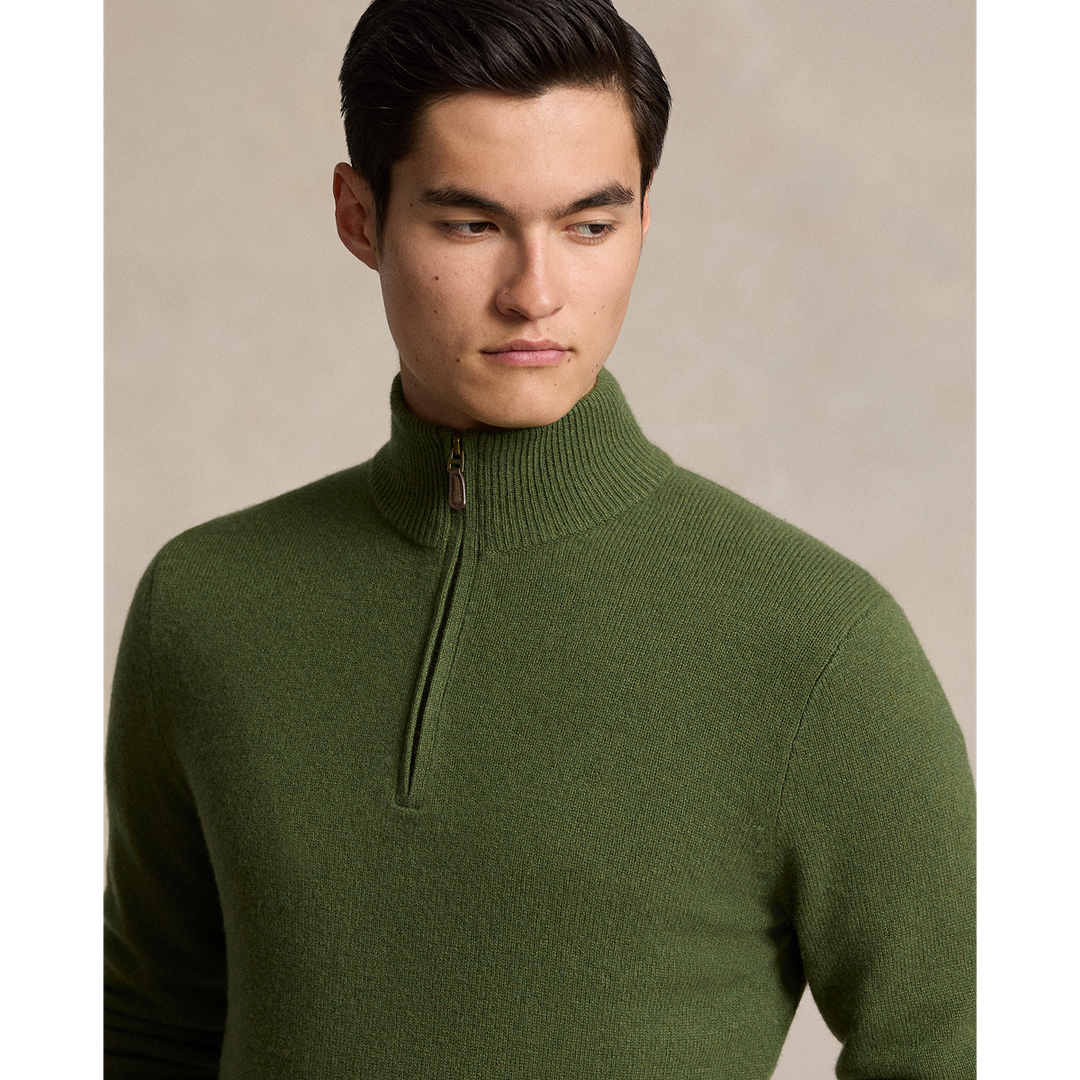 Lux Merino 1/2 Zip Sweater in Classic Olive Heather