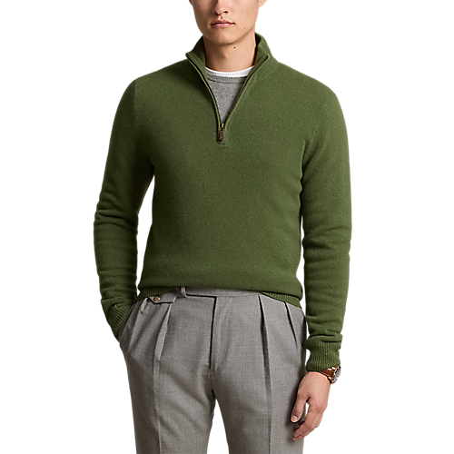 Lux Merino 1/2 Zip Sweater in Classic Olive Heather