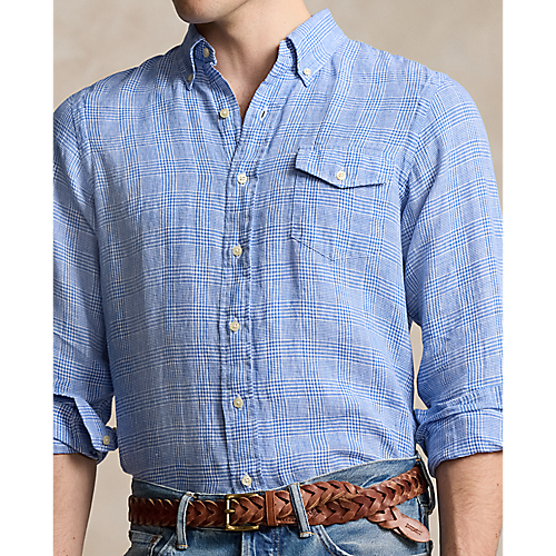 Long Sleeve Linen Sport Shirt with Pocket