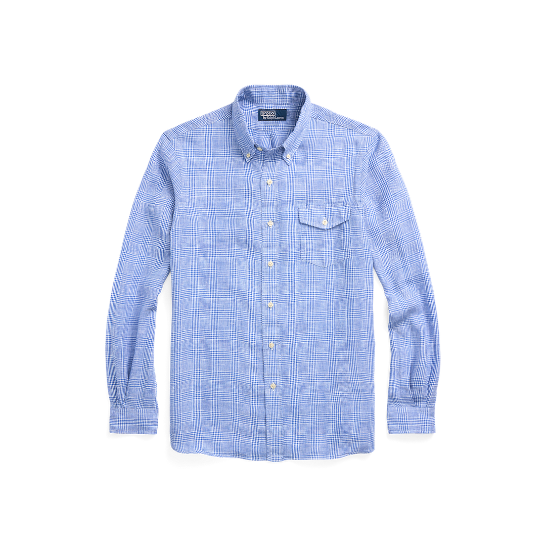 Long Sleeve Linen Sport Shirt with Pocket