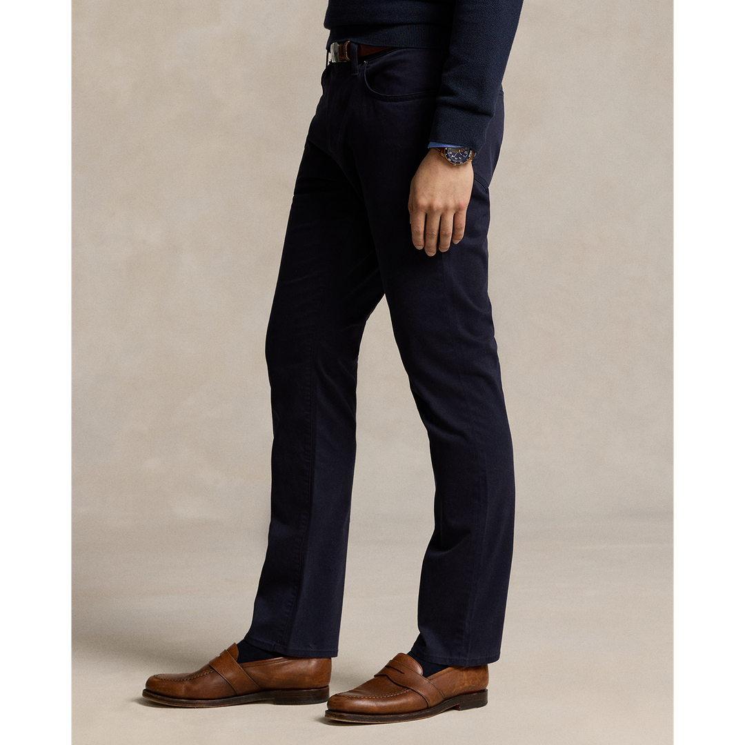 Varick 5 Pocket Slim Cotton Stretch Sateen Pant in Navy