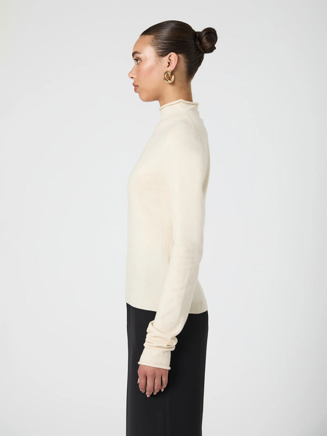 Cosysoft Fitted High Neck Jumper in Oatmeal