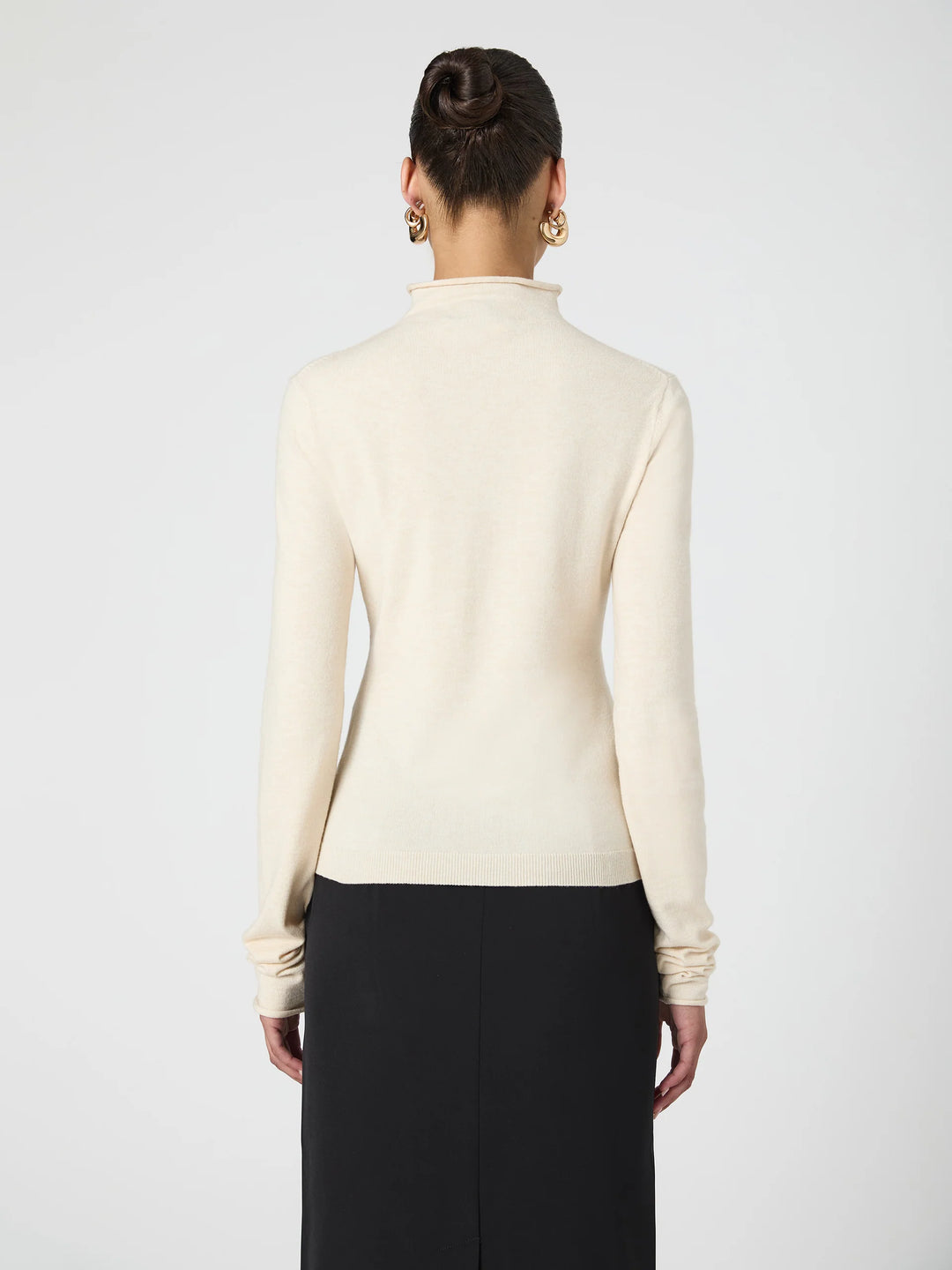 Cosysoft Fitted High Neck Jumper in Oatmeal