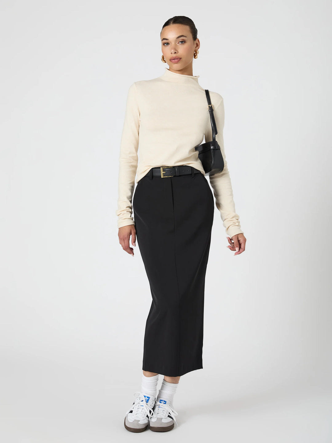 Cosysoft Fitted High Neck Jumper in Oatmeal